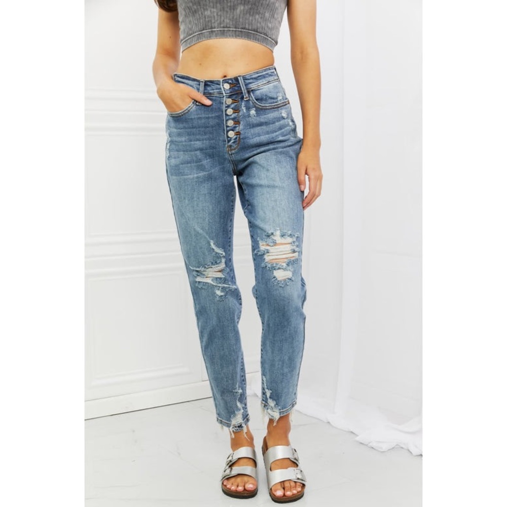 Judy Blue button fly boyfriend jeans sz 9